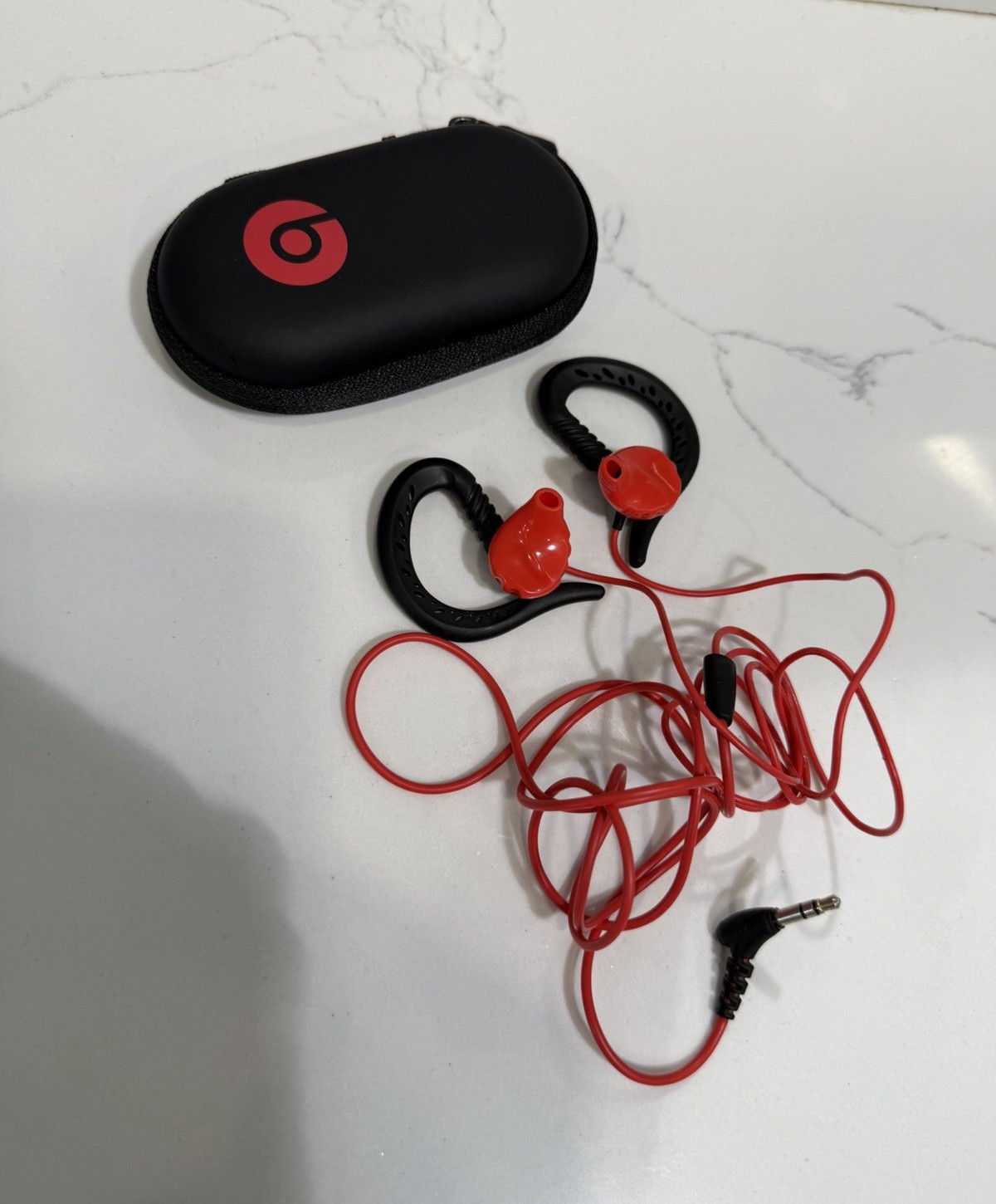 JBL Yurbuds Focus 400 Ear-Hook Wired Earbuds Red/Black + Beats Case, Tested