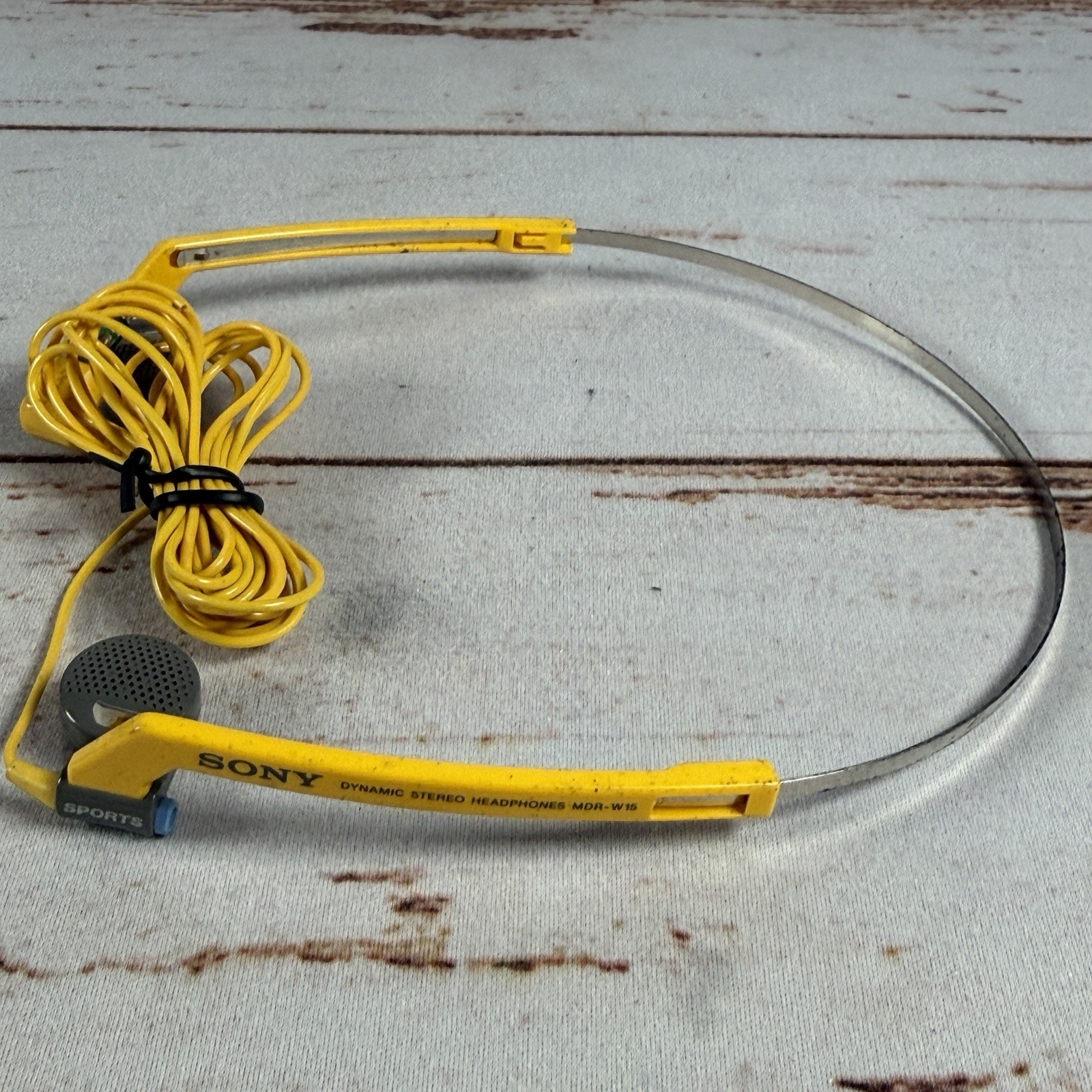 SONY Vintage MDR-A15 Yellow Sports Folding Headphones Walkman 1980s Used