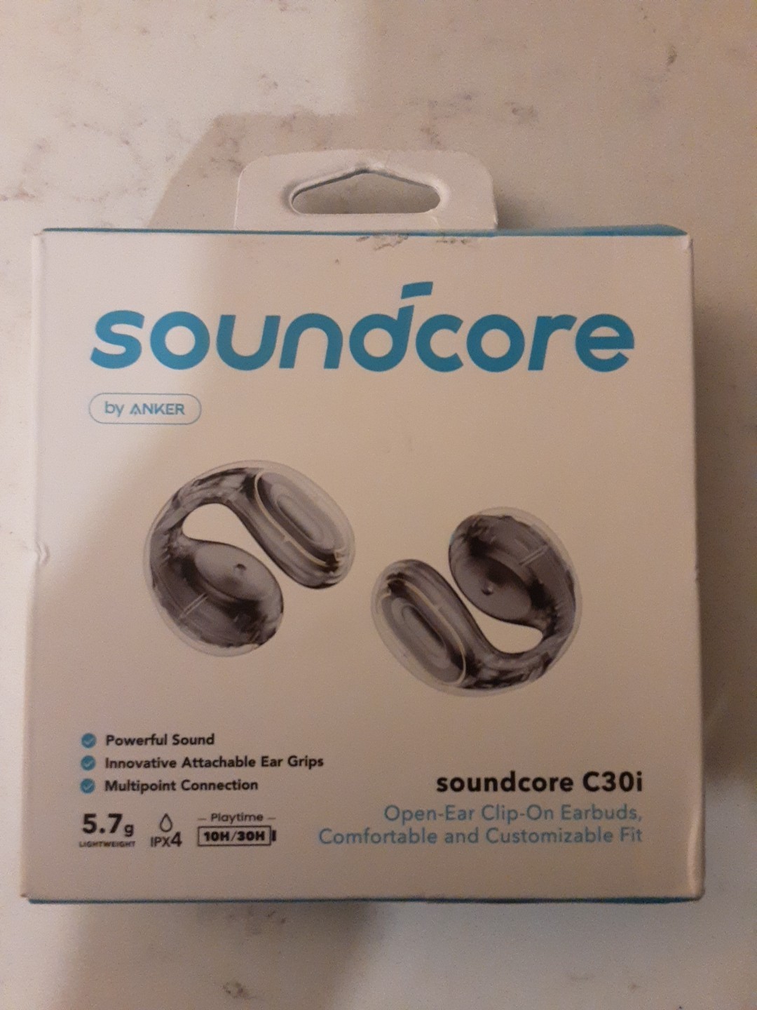 Soundcore C30i Open-Ear Earbuds Clip-On Headphones, Attachable Ear Grips NEW