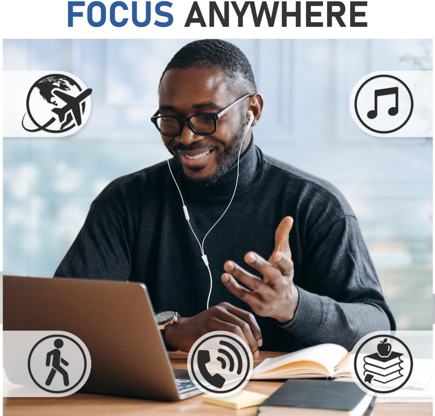 FEROX Wired Earbuds in-Ear Headphones, 5 , Earphones with Microphone, Noise …