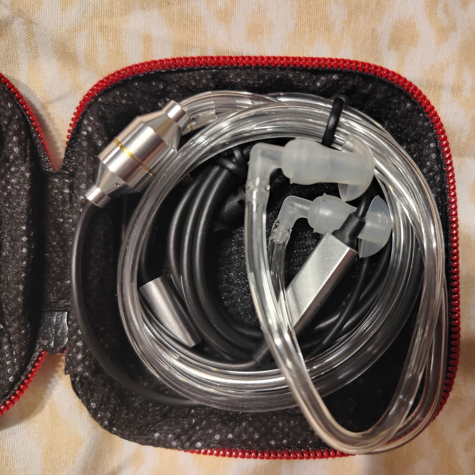 KINDEN Air Tube Headset Binaural with Microphone Deep Bass Noise Transparent