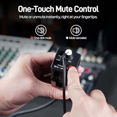 Portable Wired In-Ear Monitor Amplifier, Headphone Amp, XLR/TRS Inputs, Mute Con