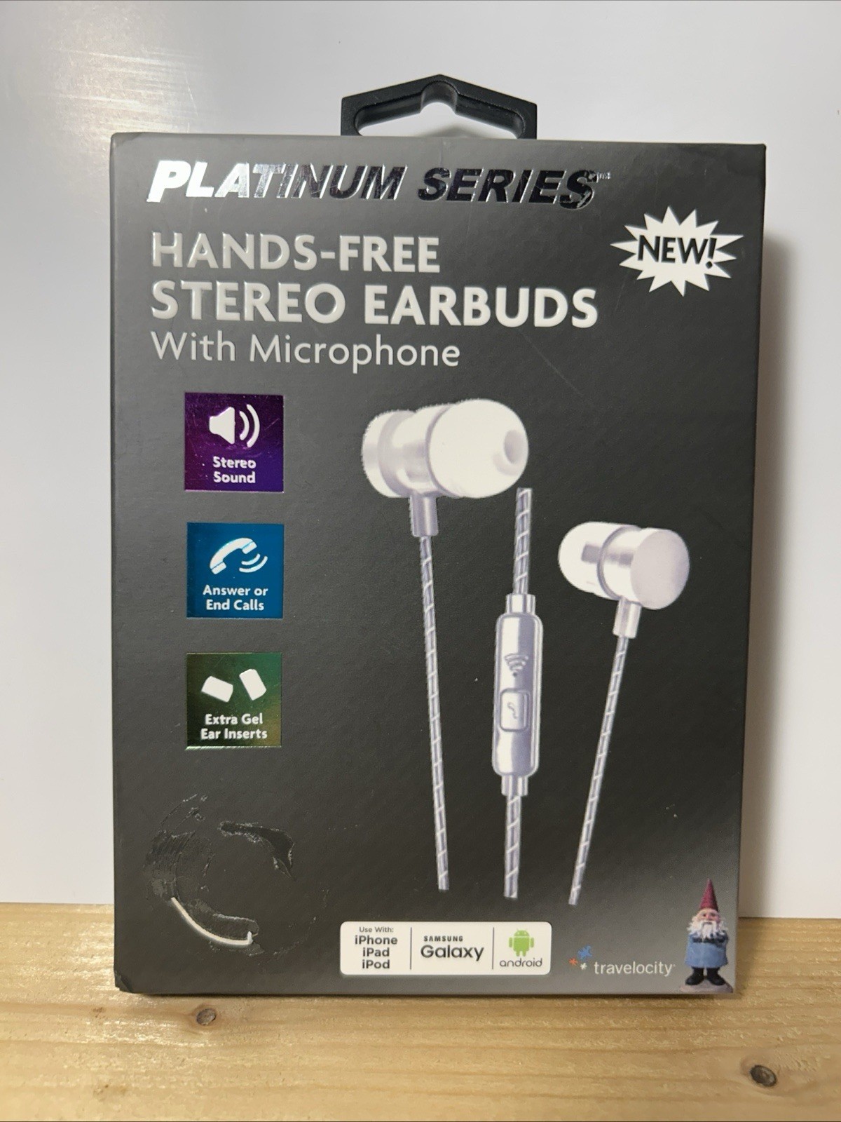 Travelocity Platinum Series Hands-Free Stereo Earbuds with Microphone – Silver