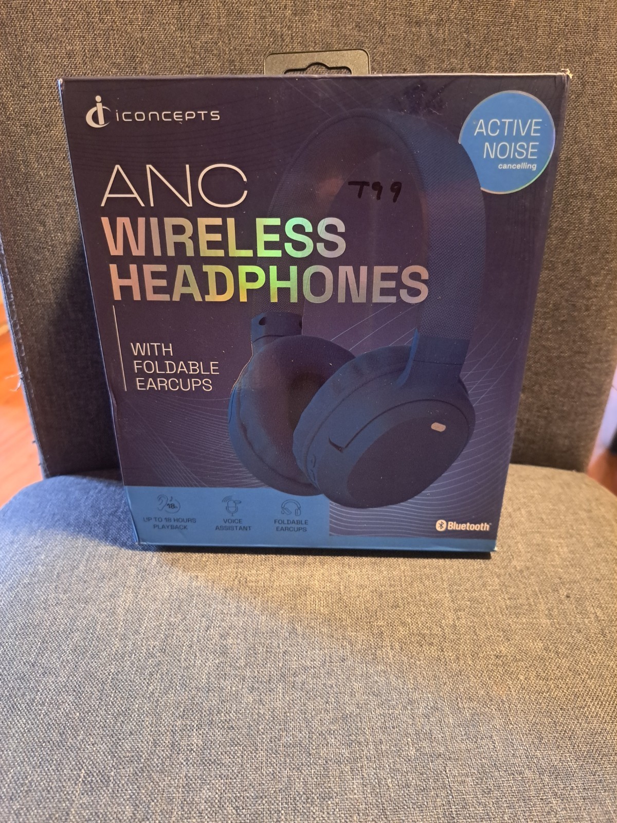 ANC Wireless Headphone Over-Ear Active Noise Cancelling Bluetooth W/Voice Assist