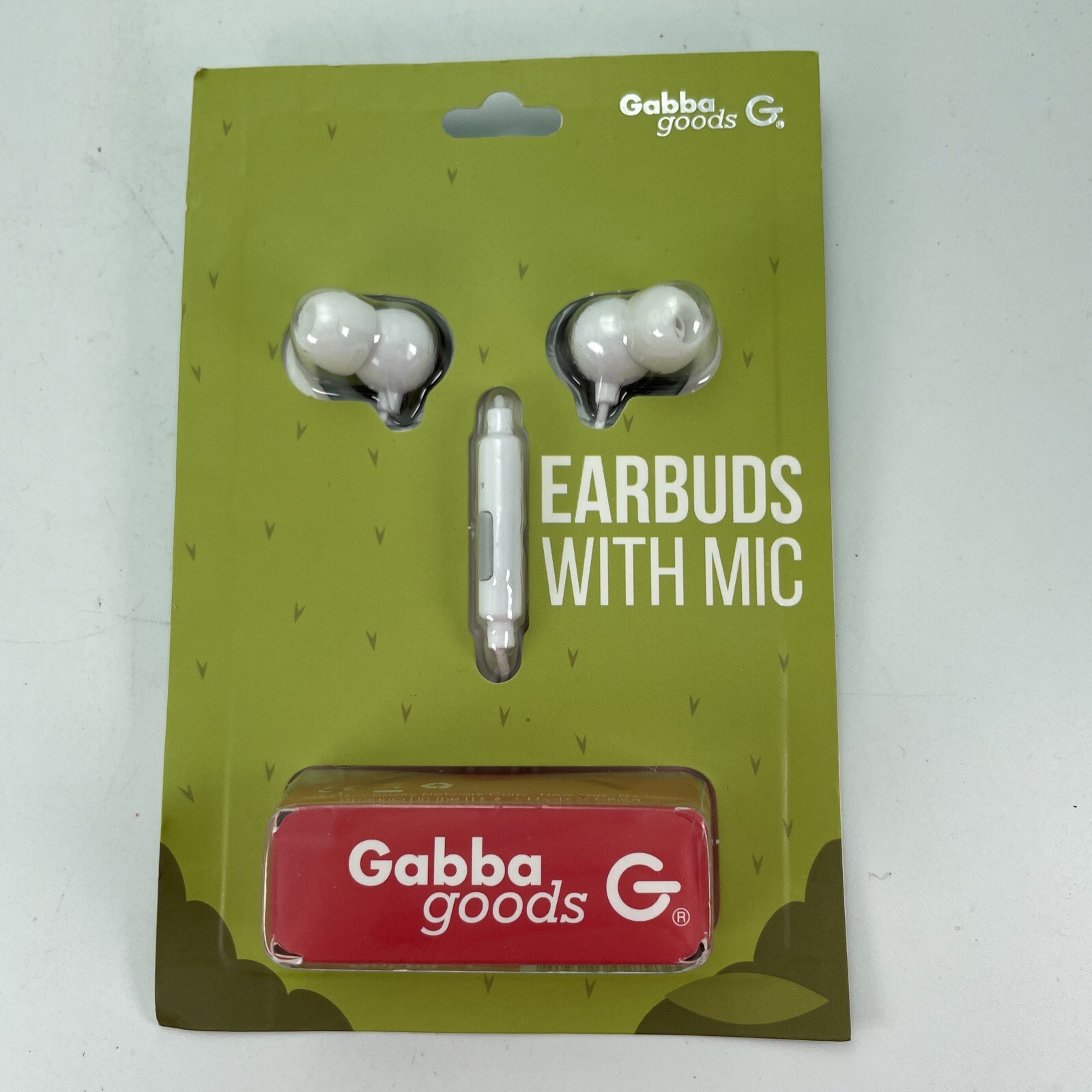 Gabba Goods Pug Dog Earbuds Headphones with Mic, White Cable NEW Sealed