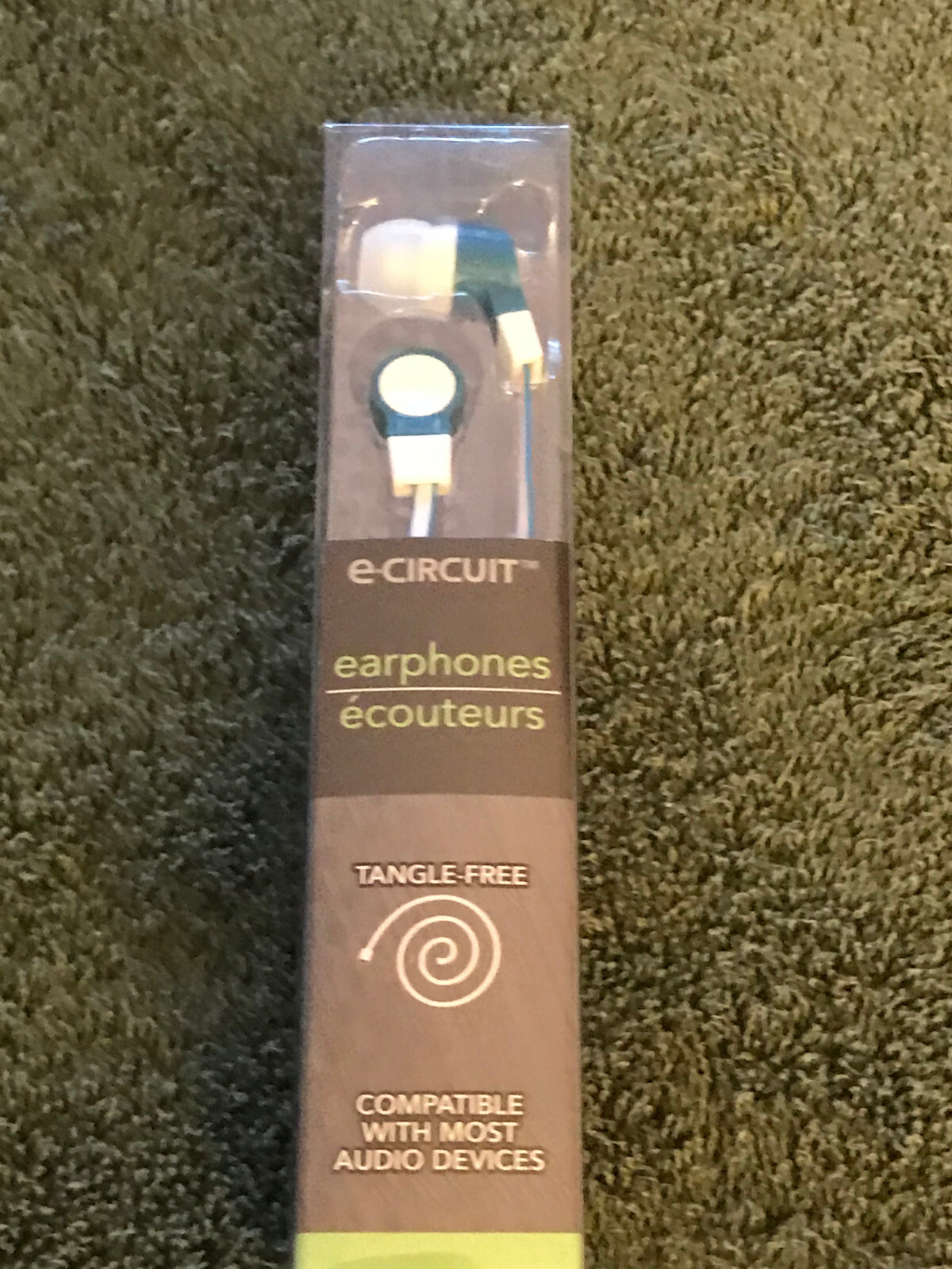 NEW E-CIRCUIT EARBUDS, AQUA & WHITE,Tangle-Free 4-Ft CORD 3.5mm JACK,SMARTPHO