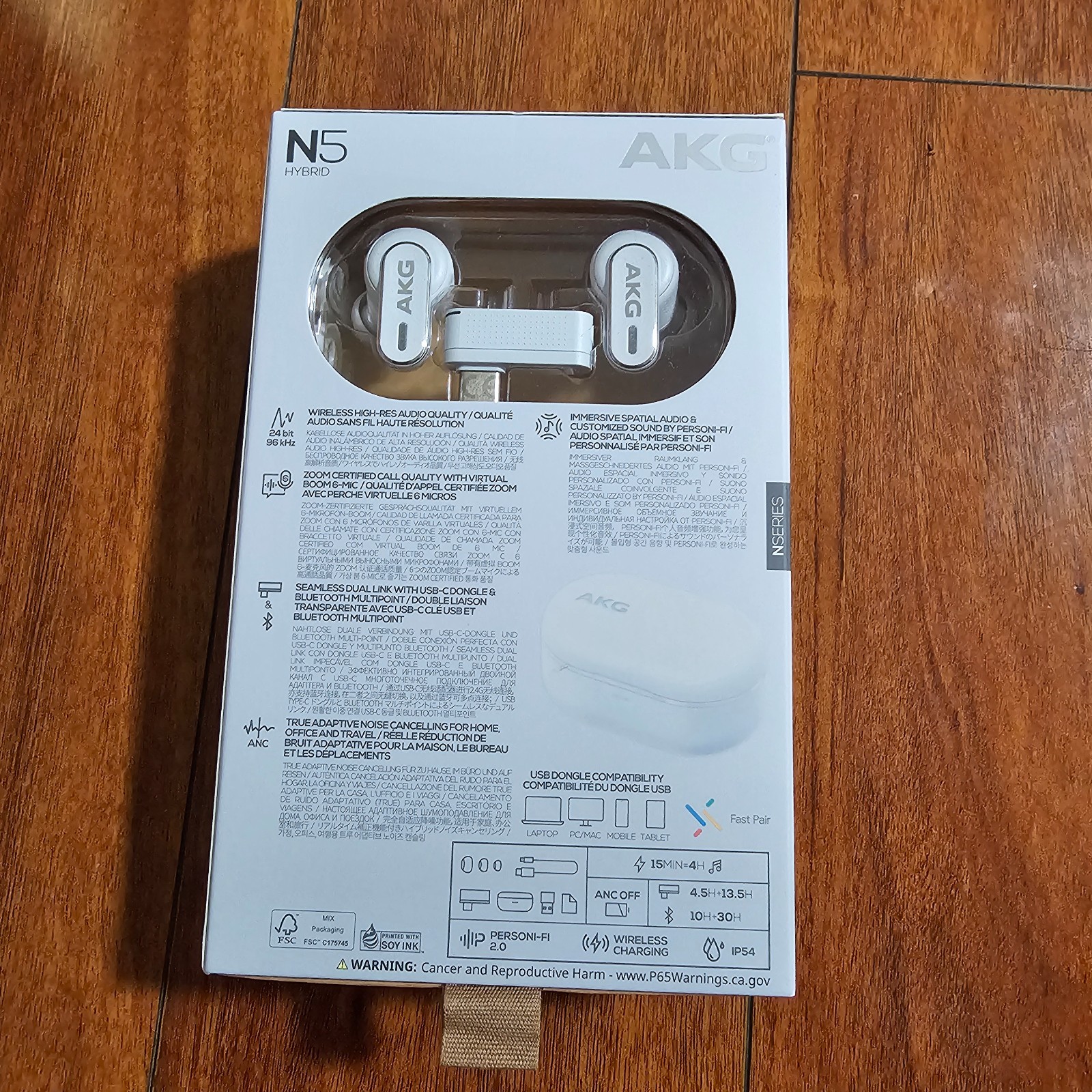 AKG N5 HYBRID Earbuds Noise Cancelling Wireless Earphones White AKGN5HYBRIDWHTAM