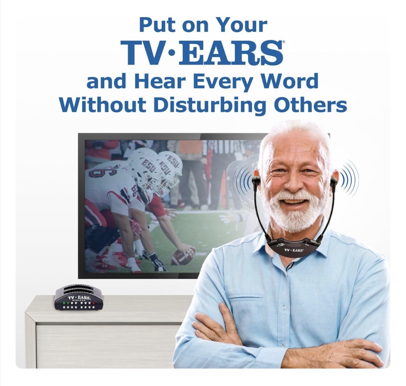 TV · EARS Digital Wireless Headset System for Seniors – Personal Volume Control