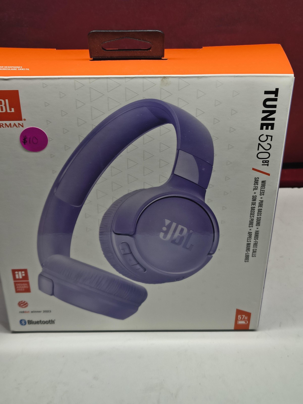 JBL Tune 520BT Wireless Bluetooth Headphones Purple 57H Battery Stereo Foldable