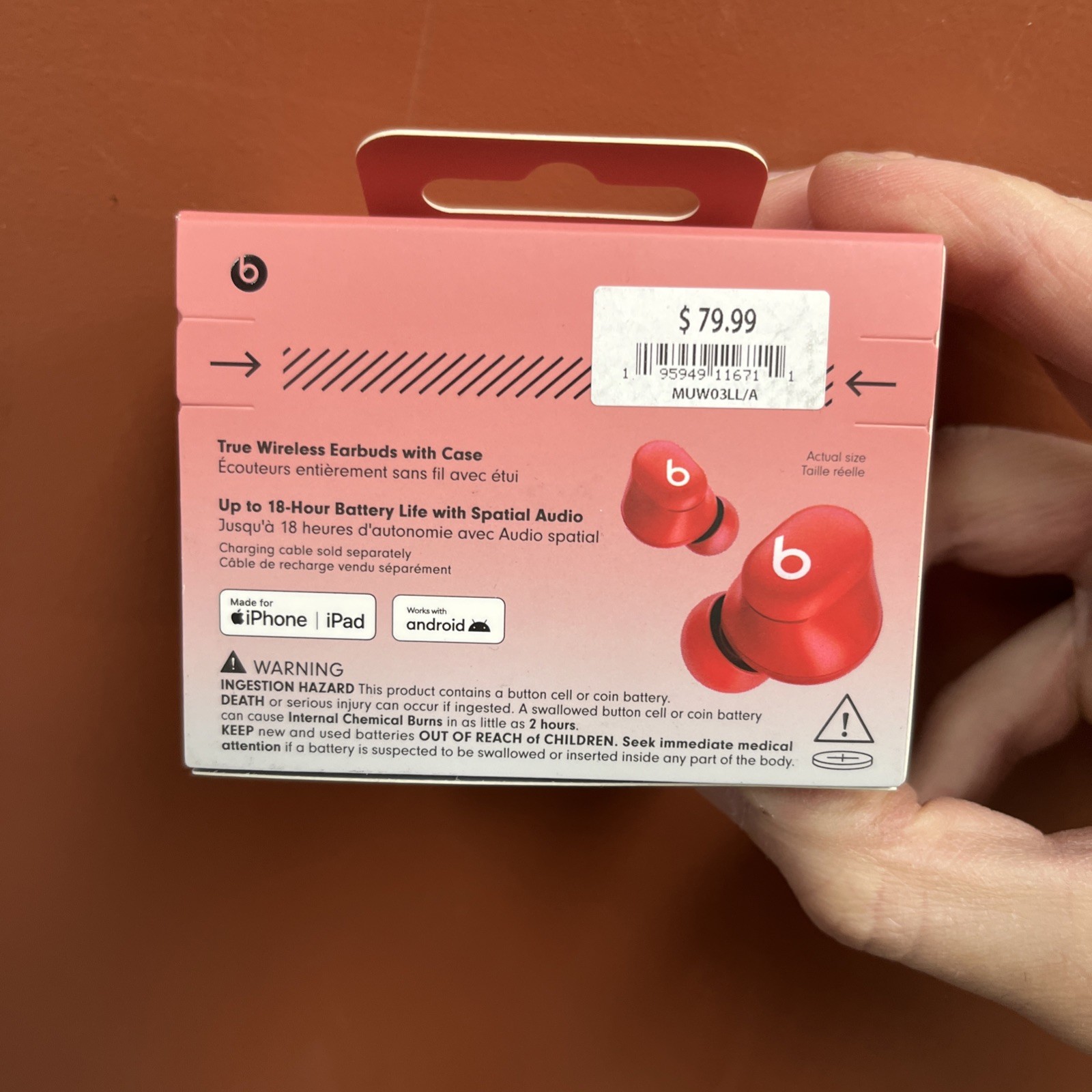 New Genuine Beats Solo Buds by Dre Transparent Red MUW03LL/A