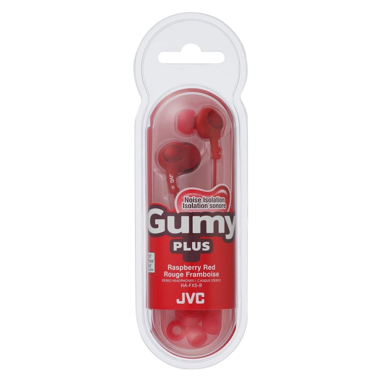 Jvc Gumy Plus Raspberry Red Inner Ear Headphones Comfortable Fit Gold Plug