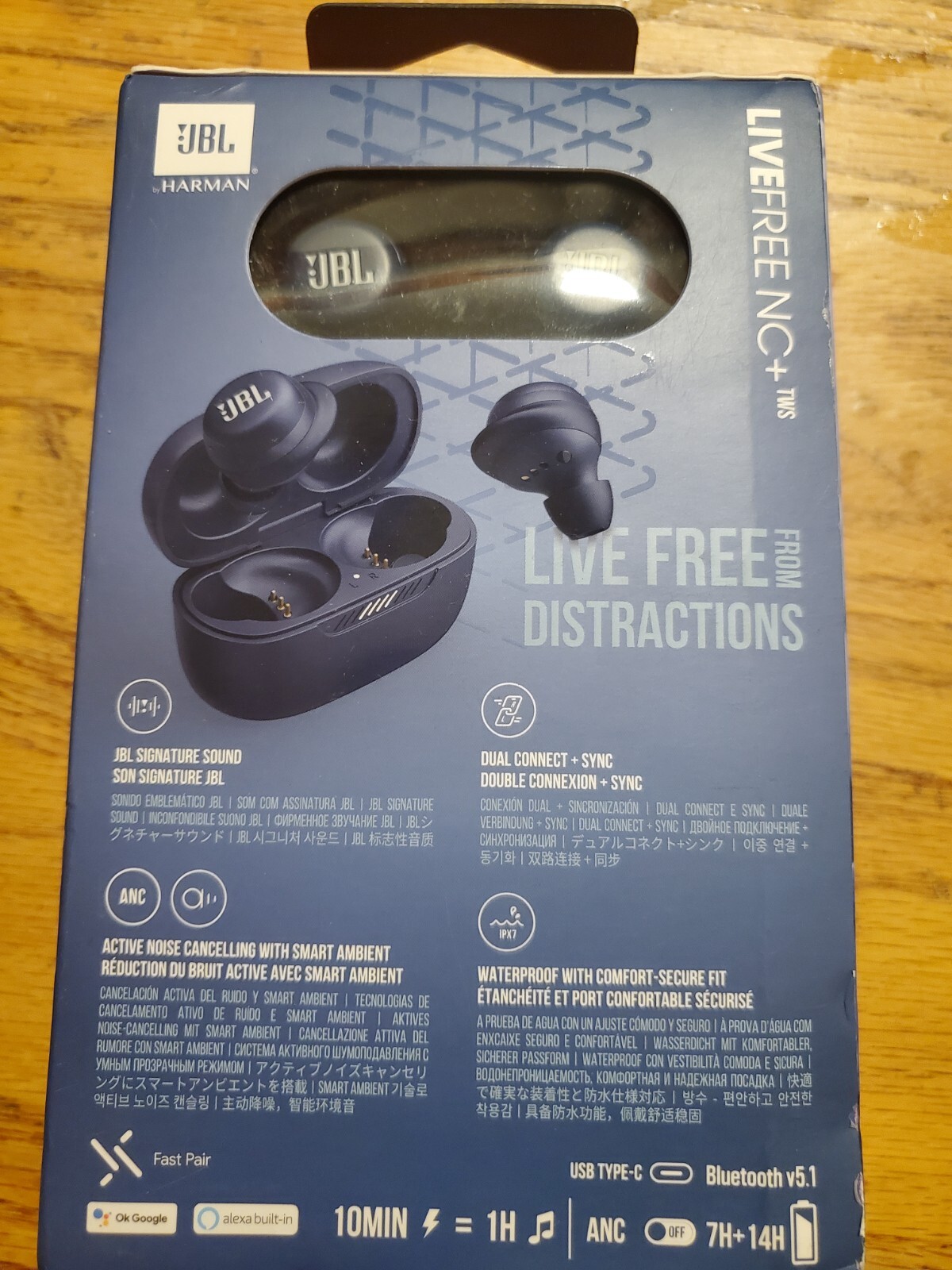 JBL Live Free NC+ True In Ear Headphones – Blue earbuds ear buds