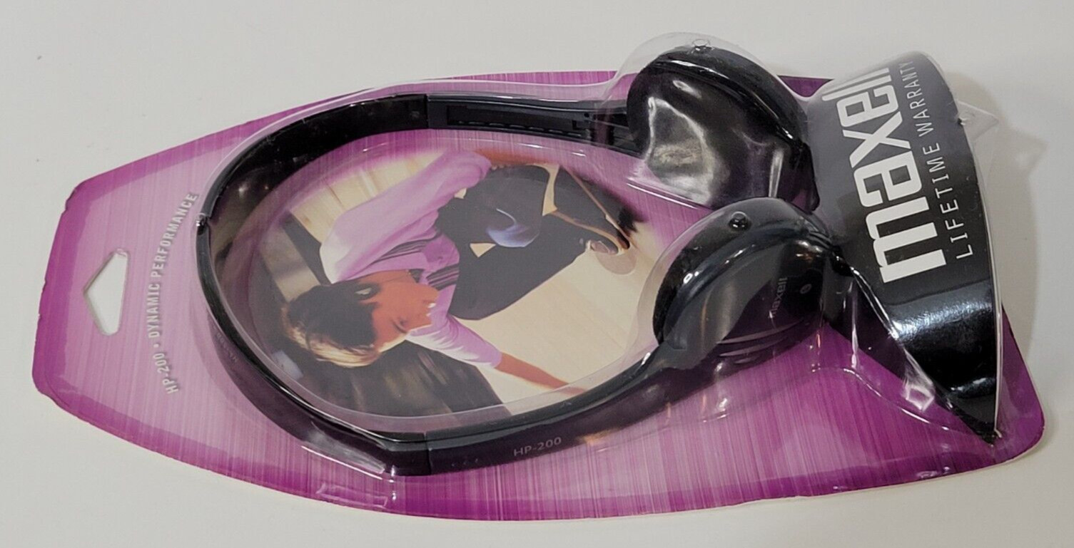 Maxell HP-200 Stereo Headphones Dynamic Performance Lightweight NEW SEALED Black