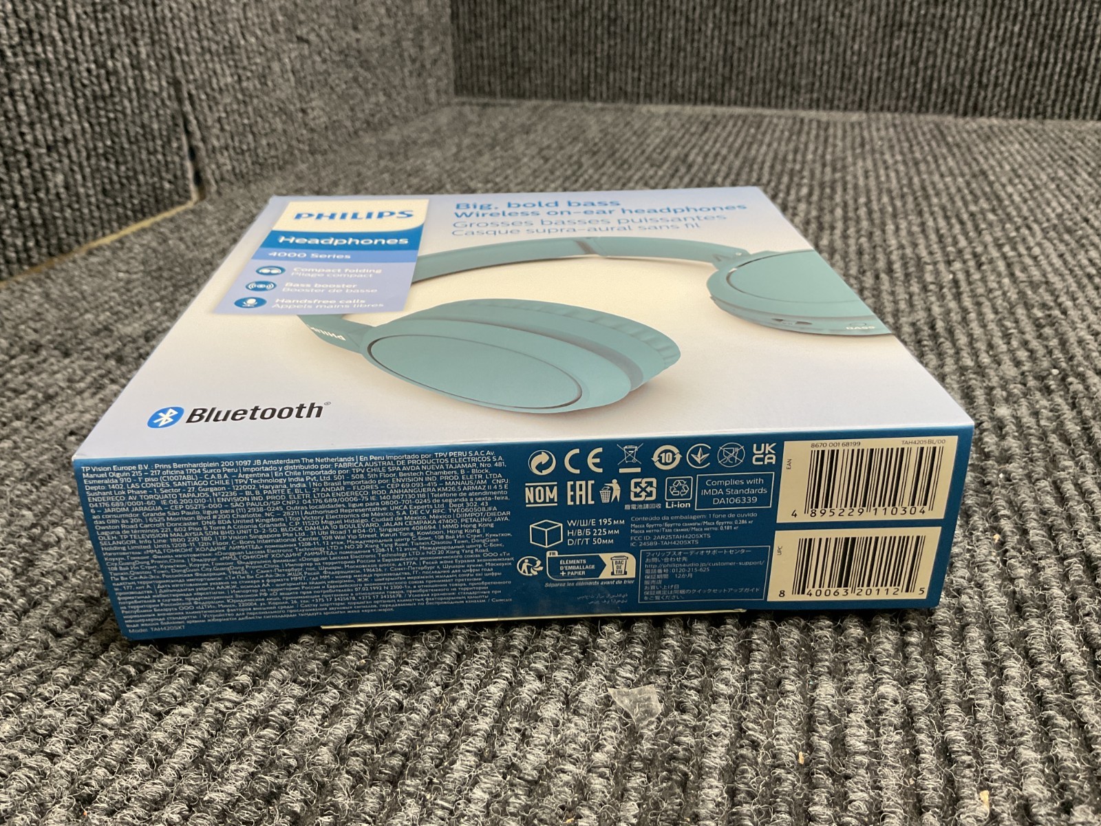 Philips 4000 Series TAH4205 – Wireless On-ear Headphones – Blue – New & Sealed!