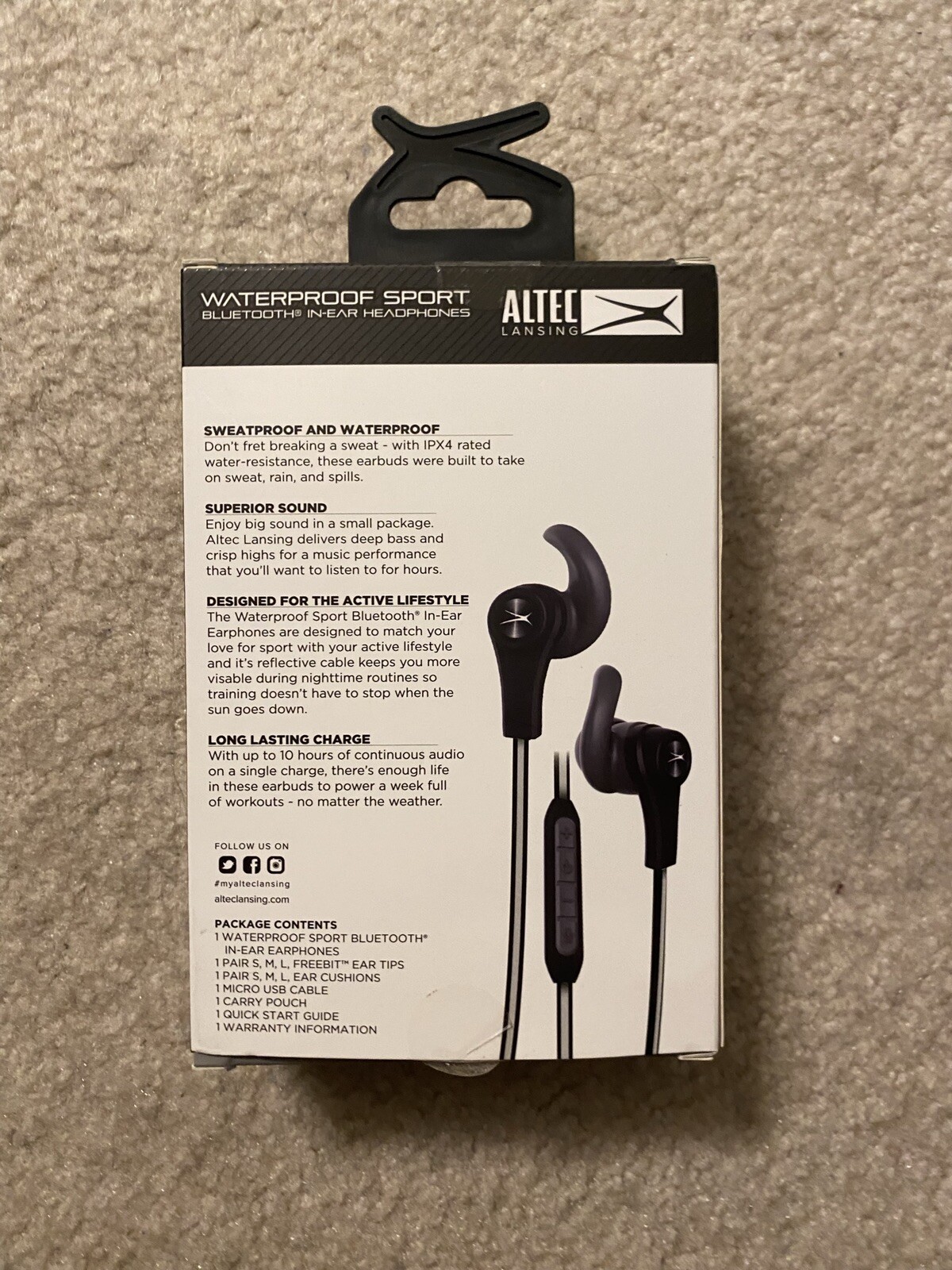 Altec Lansing | Waterproof In-Ear Sports Earphones Bluetooth 10 hours Playtime