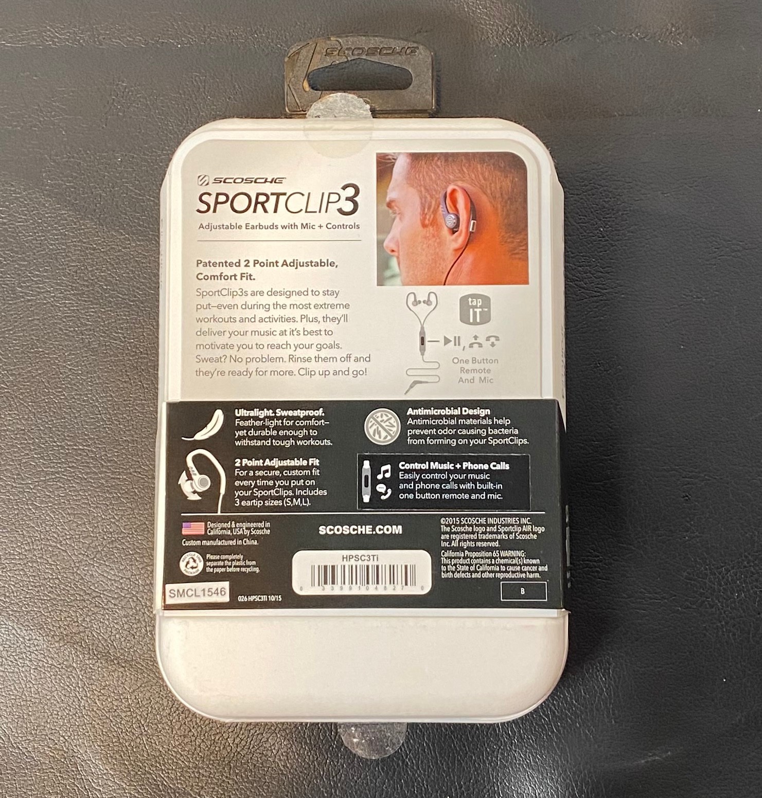 Scosche SportClip3 Adjustable Earbuds with Mic + controls