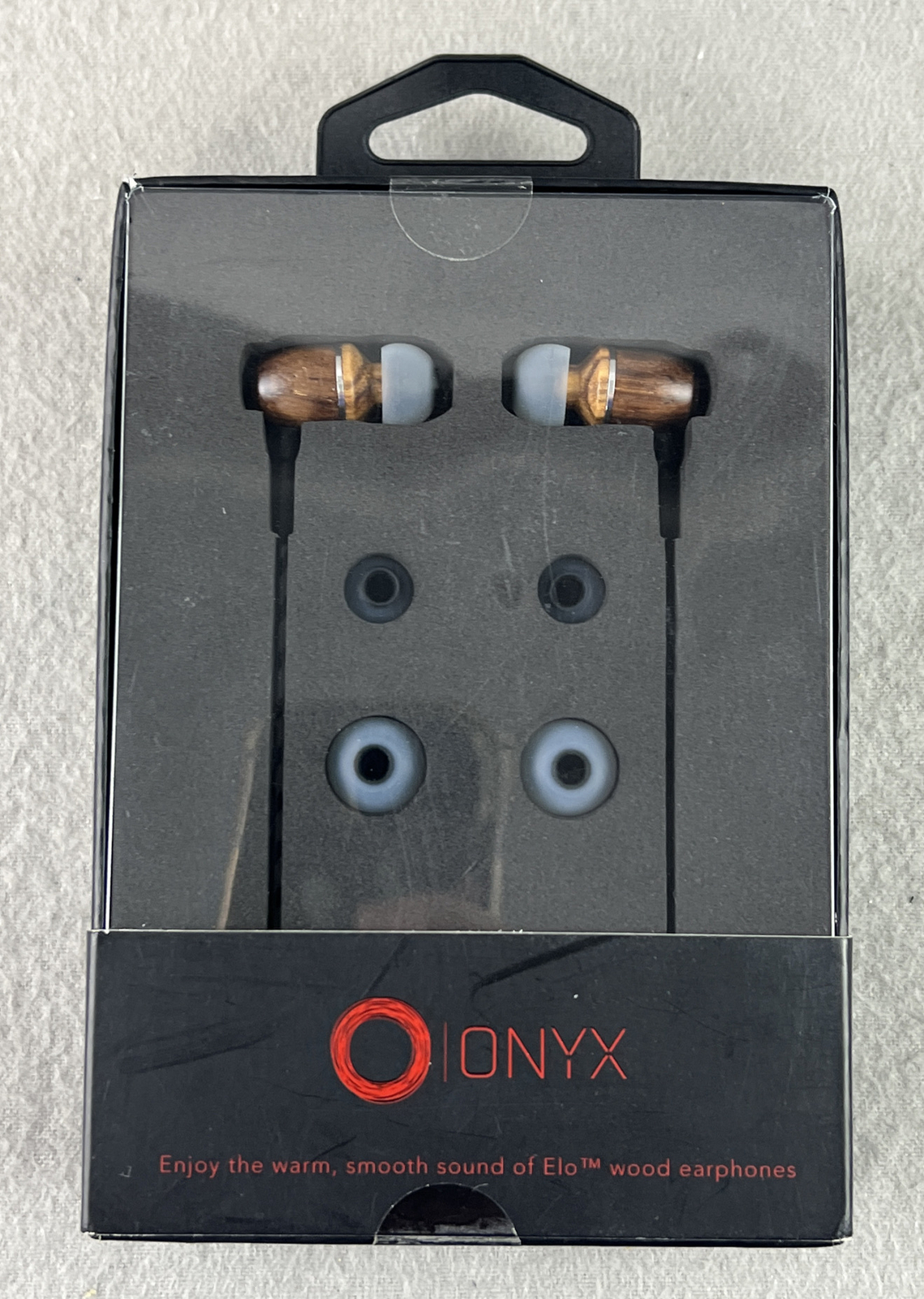 Genuine Onyx Elo Zebra Wood Wired Earphones Headphones w/ Sound Isolation SEALED