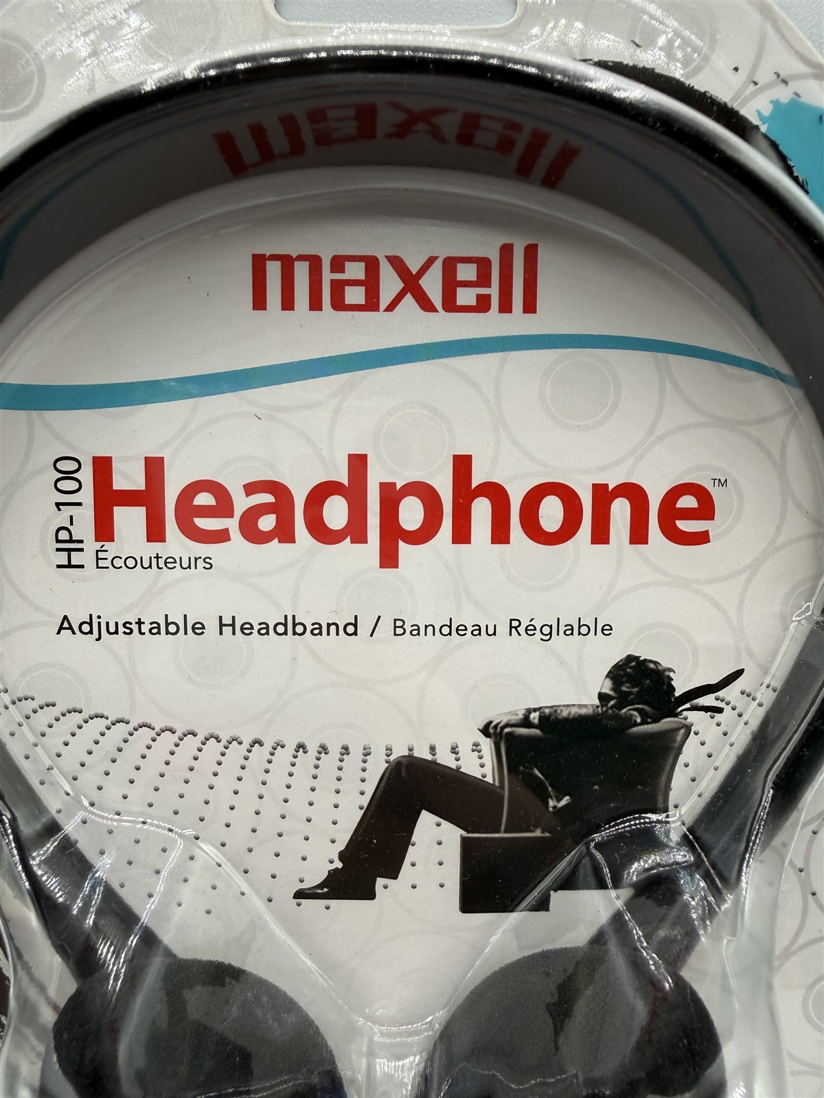 NEW MAXELL HP-100 HEADPHONES BLACK ADJUSTABLE HEADBAND 6′ FOOT CORD