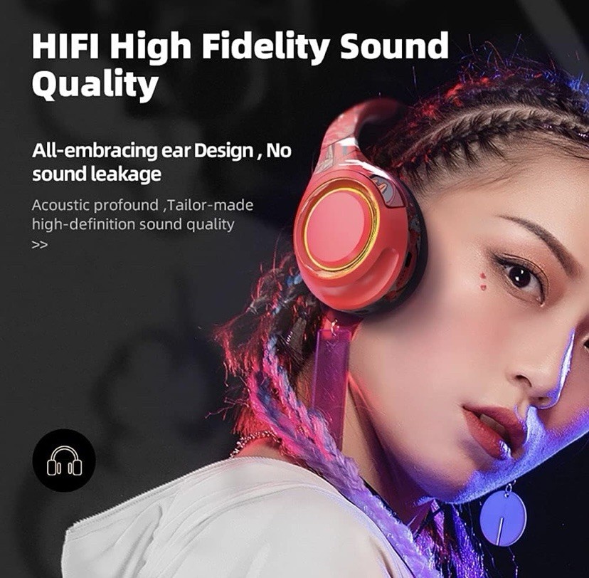 Wireless Bluetooth ear buds Graffiti design Easy Paring (Black and Gold)