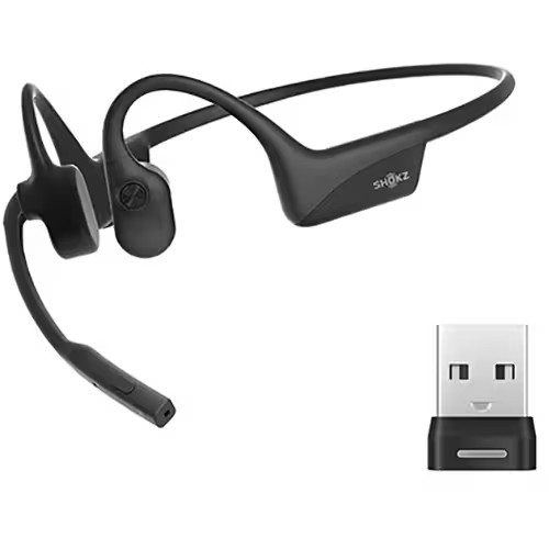 Shokz OpenComm 2 2025 Bone Conduction Headset Mic Bluetooth 5.1 Black Open Box