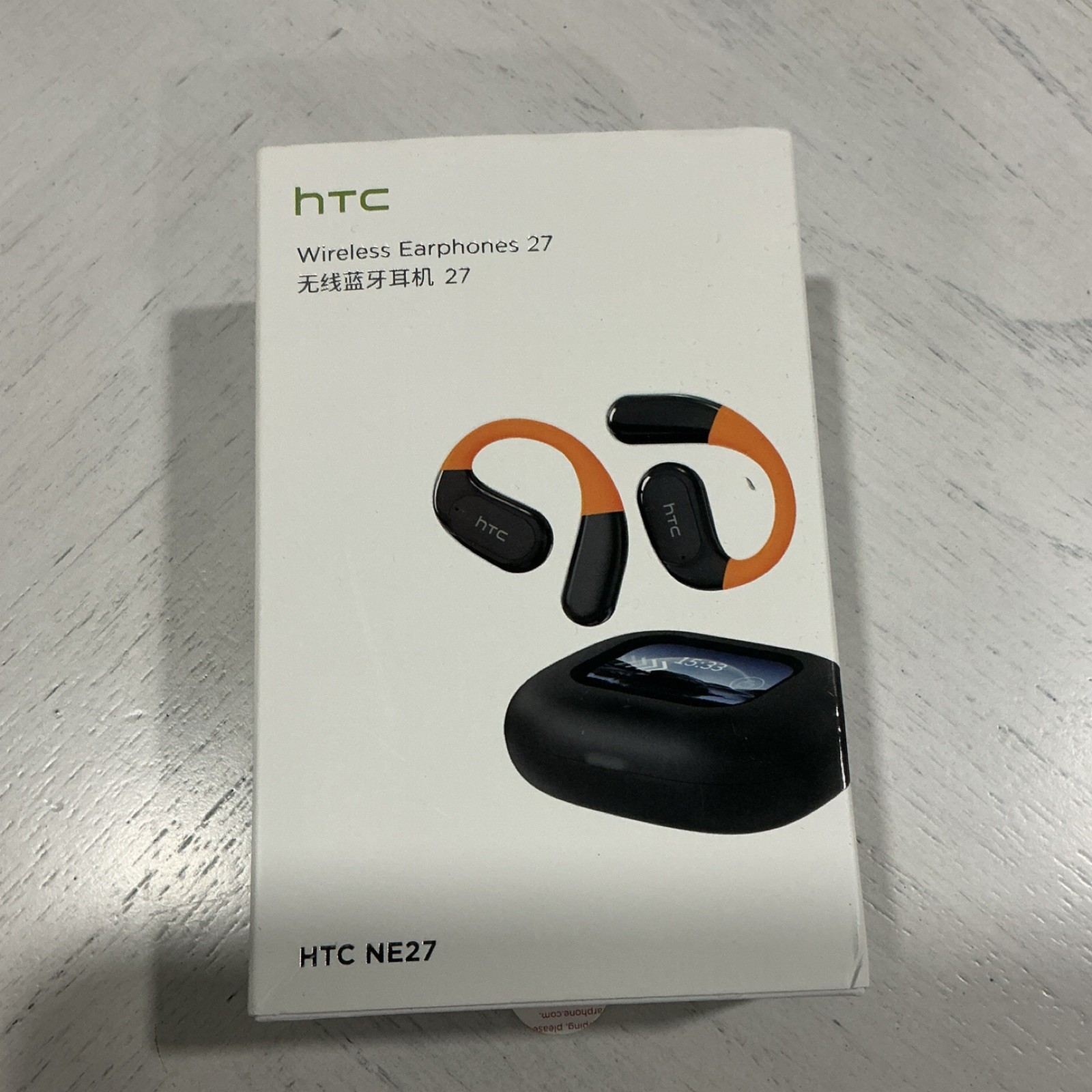 HTC NE27 Wireless Bluetooth Earphones, Charging Case, HD Voice, Black Orange