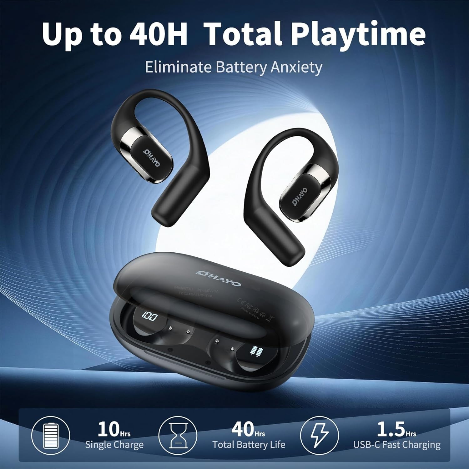 Open Ear Headphones,Over Ear Earbuds with Ergonomic Earhook,Bluetooth Headpho…