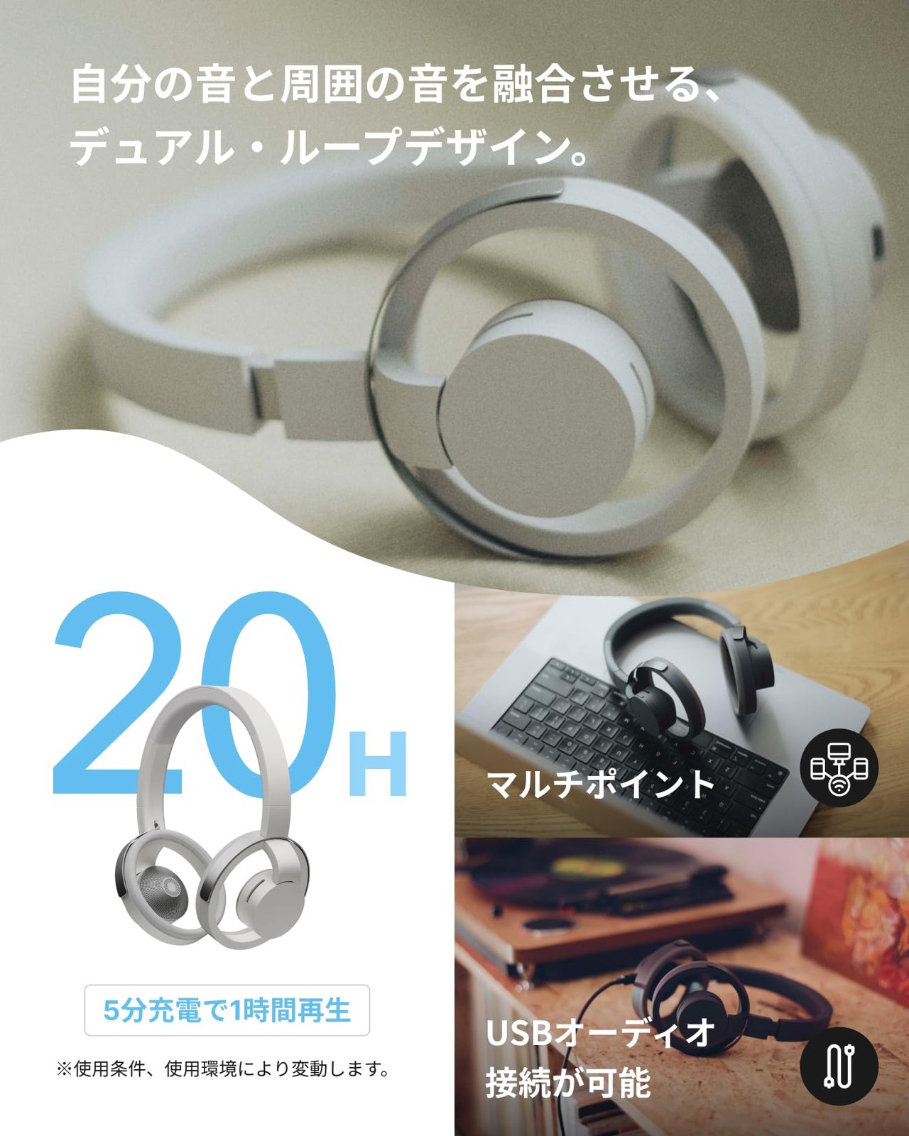 nwm ONE MBH001KA Open-Ear Wireless Headphones Bluetooth 5.3 Dark Gray Japan