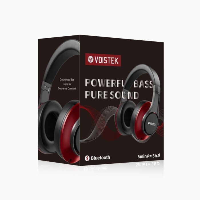 Voistek Wireless Over Ear Headphones with Microphone​ TH20S, Red/Black