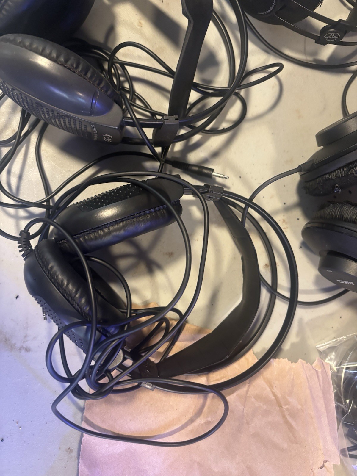 Lot of 6 used monitor headphones – AKG K44, K55, K52, Koss Porta Pro