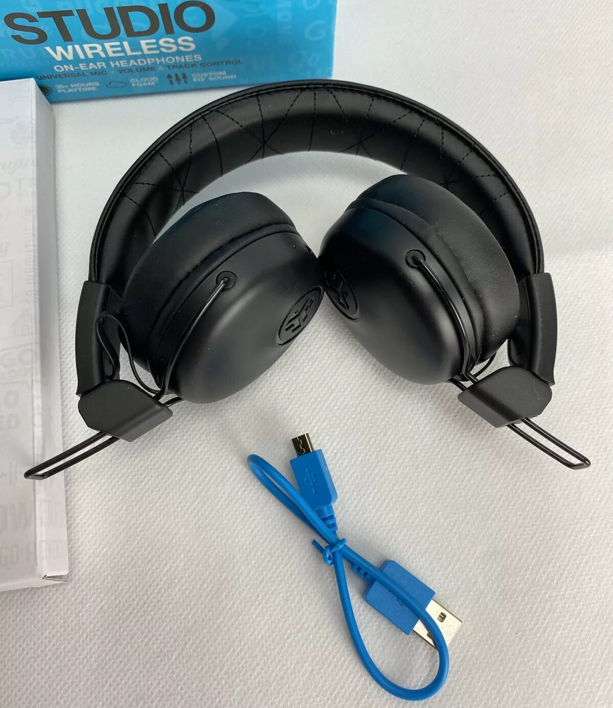 JLab Studio Wireless On-Ear Headphones Black 30+ Hours Battery New Open Box