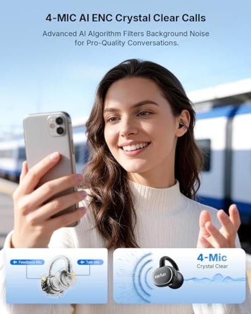 Clip 2 Open Ear Earbuds, Clip On Headphones, LDAC, Hi-Res Audio, 12mm Black