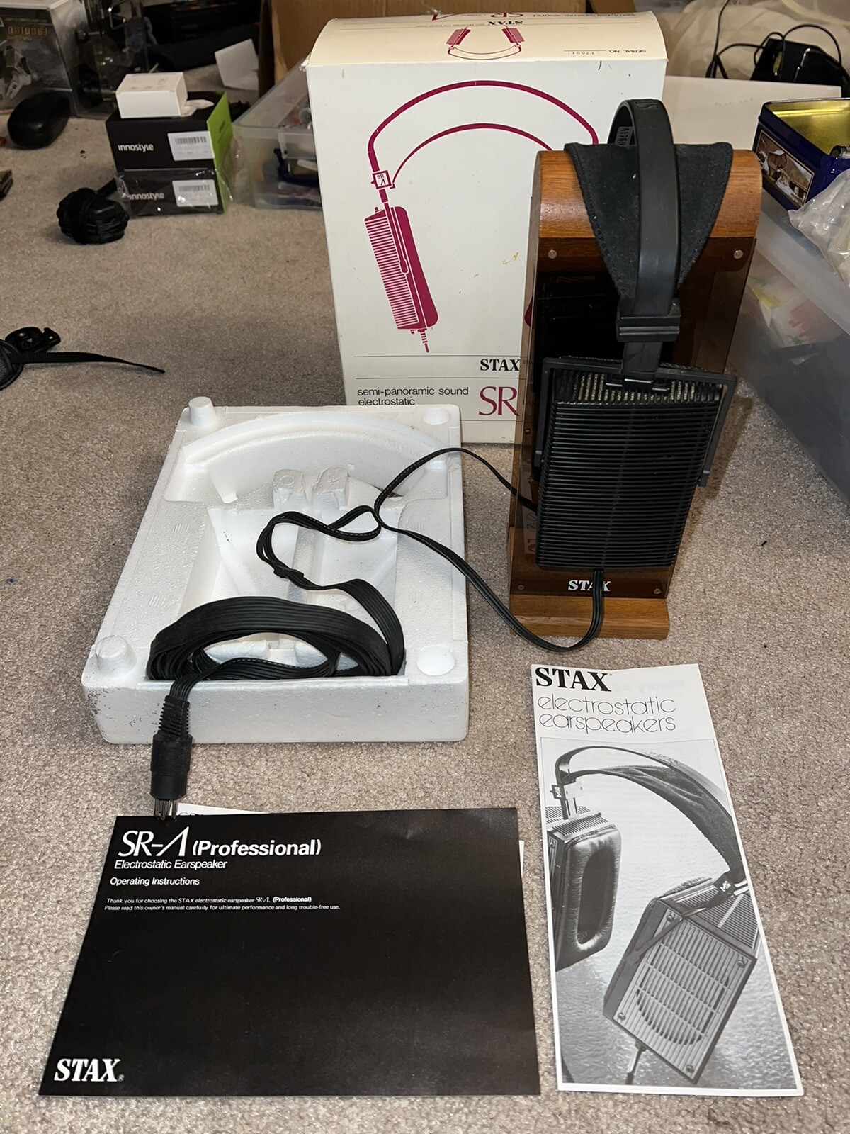 Vintage Stax SR-Lambda ORIGINAL Electrostatic Headphones Box w/ Stax Stand