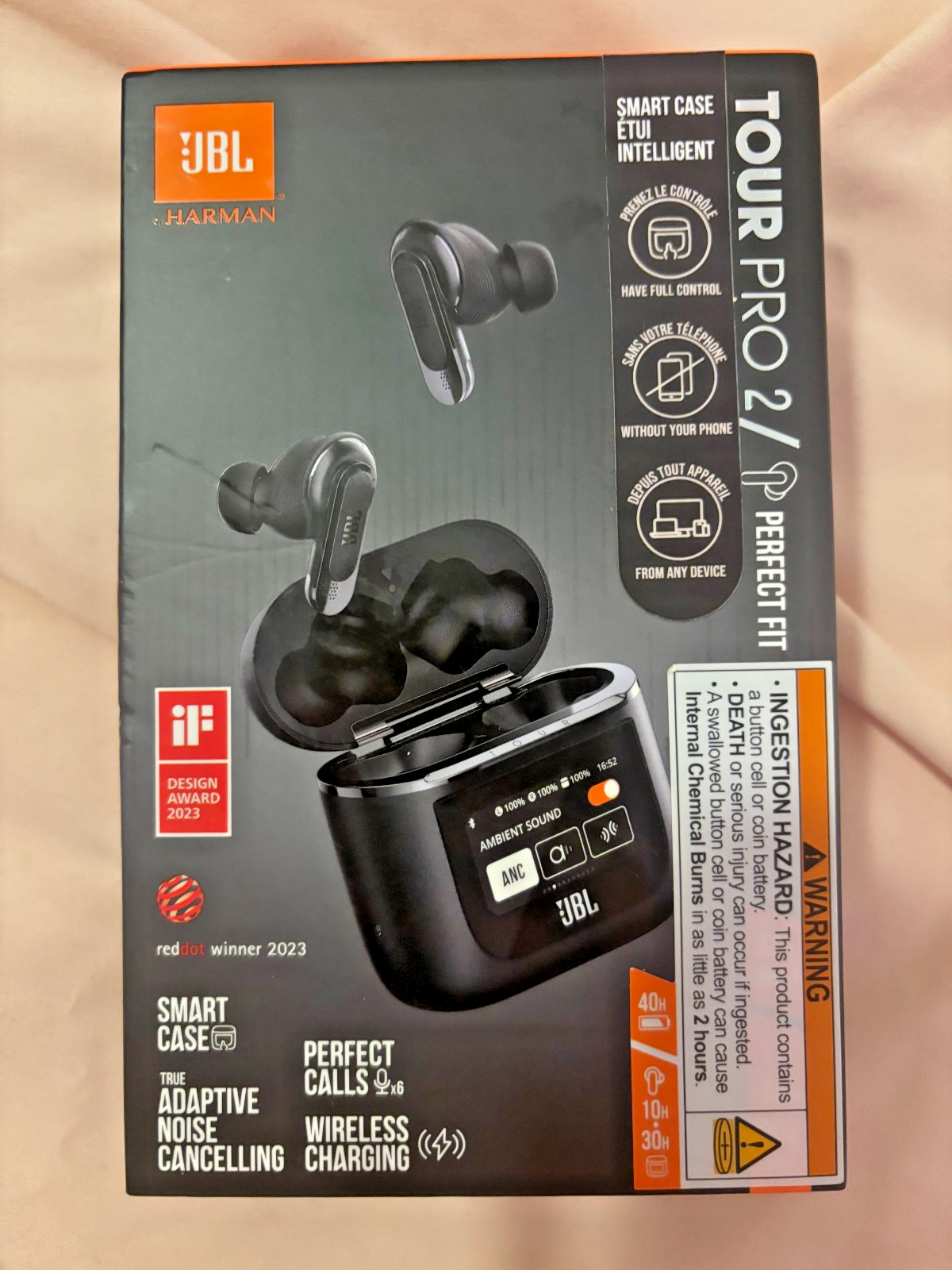 JBL Tour Pro 2 Earbuds – Touchscreen/ Smart Case, Noise Cancelling, 40H Battery