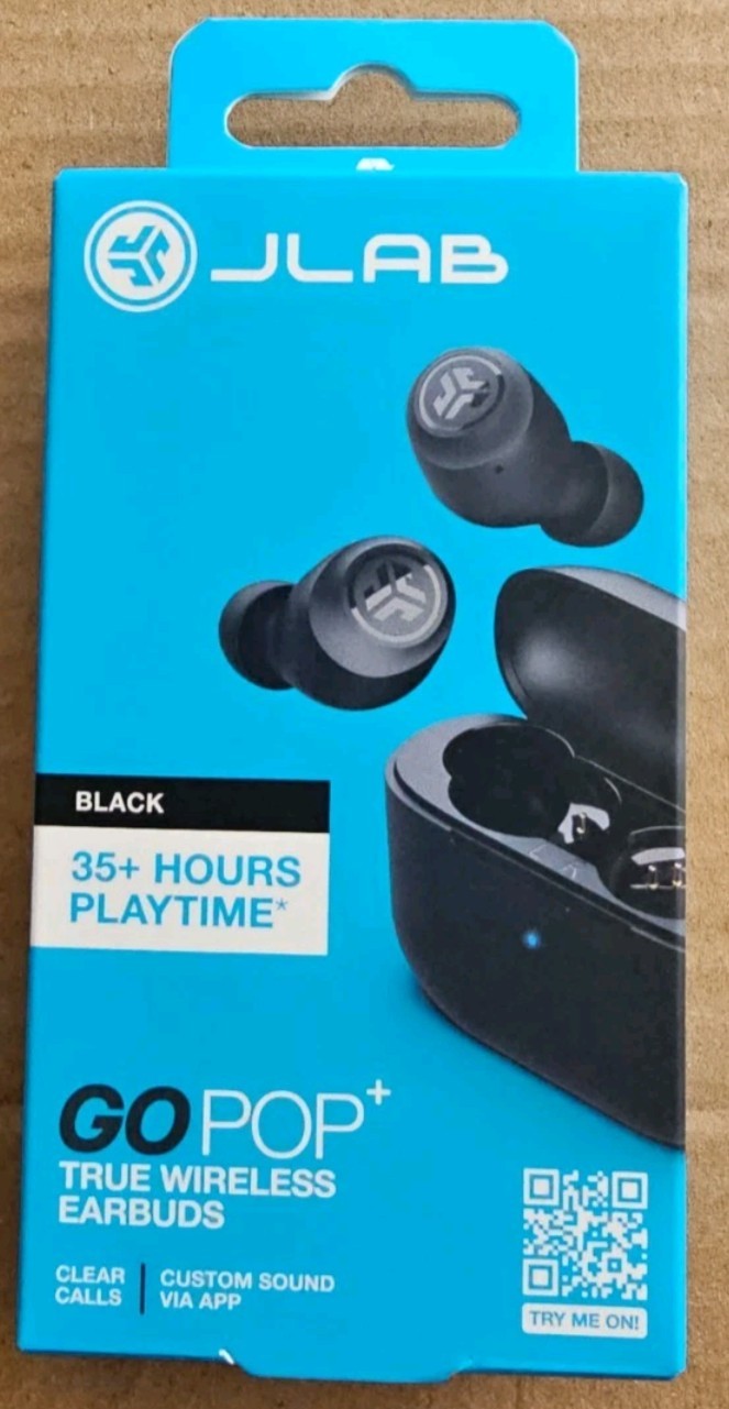JLab GO POP+ True Wireless Bluetooth Earbuds Black EBGAIRPOPRBLK124 New Sealed