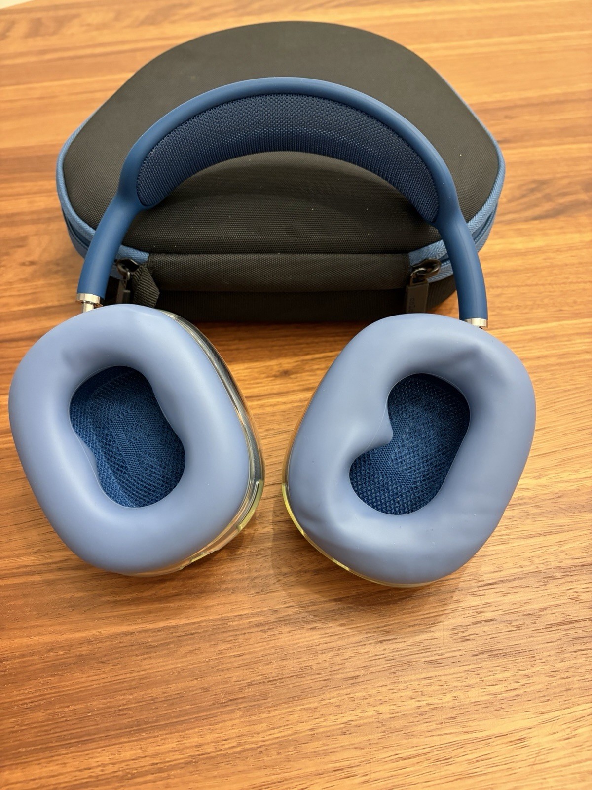 Apple AirPods Max Wireless Over-Ear Headphones Silver Blue Case & Accessories