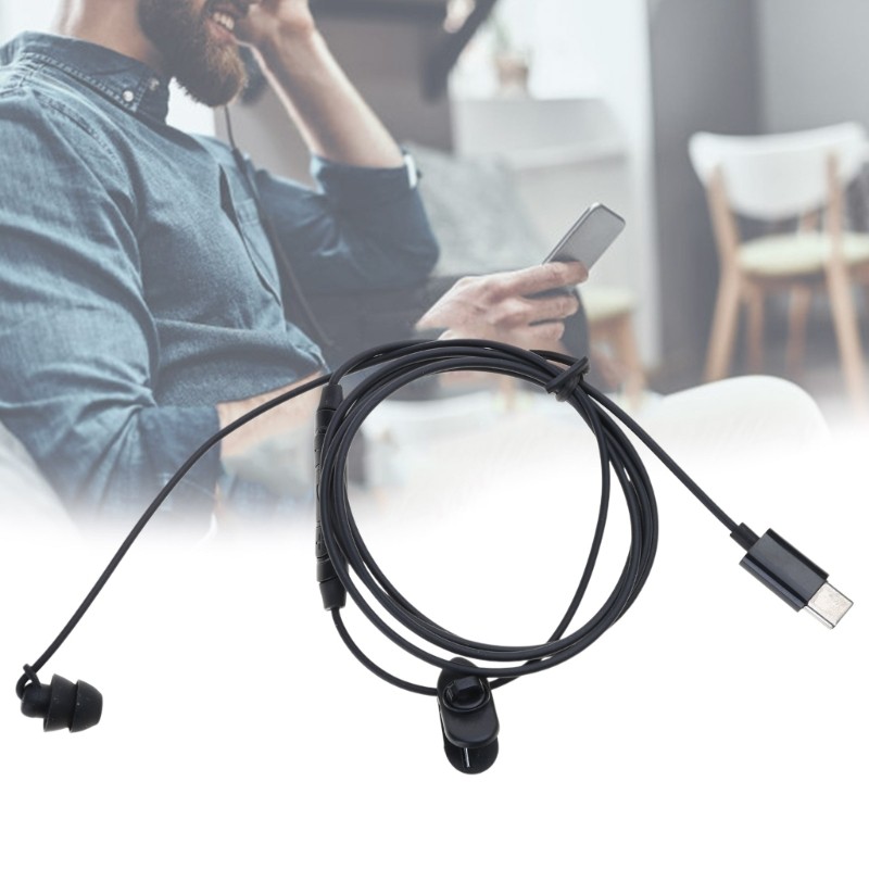 USB Type C Corded Single Side Earphone Headsets Line Control stereoes In Ear