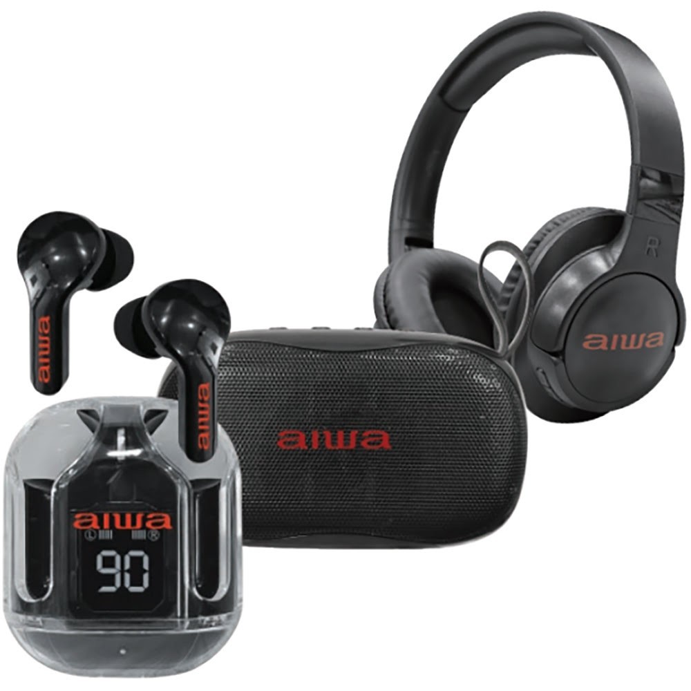 AIWA 3-Piece Wireless Audio Kit AI9006 Bluetooth Headphones Earbuds Speaker