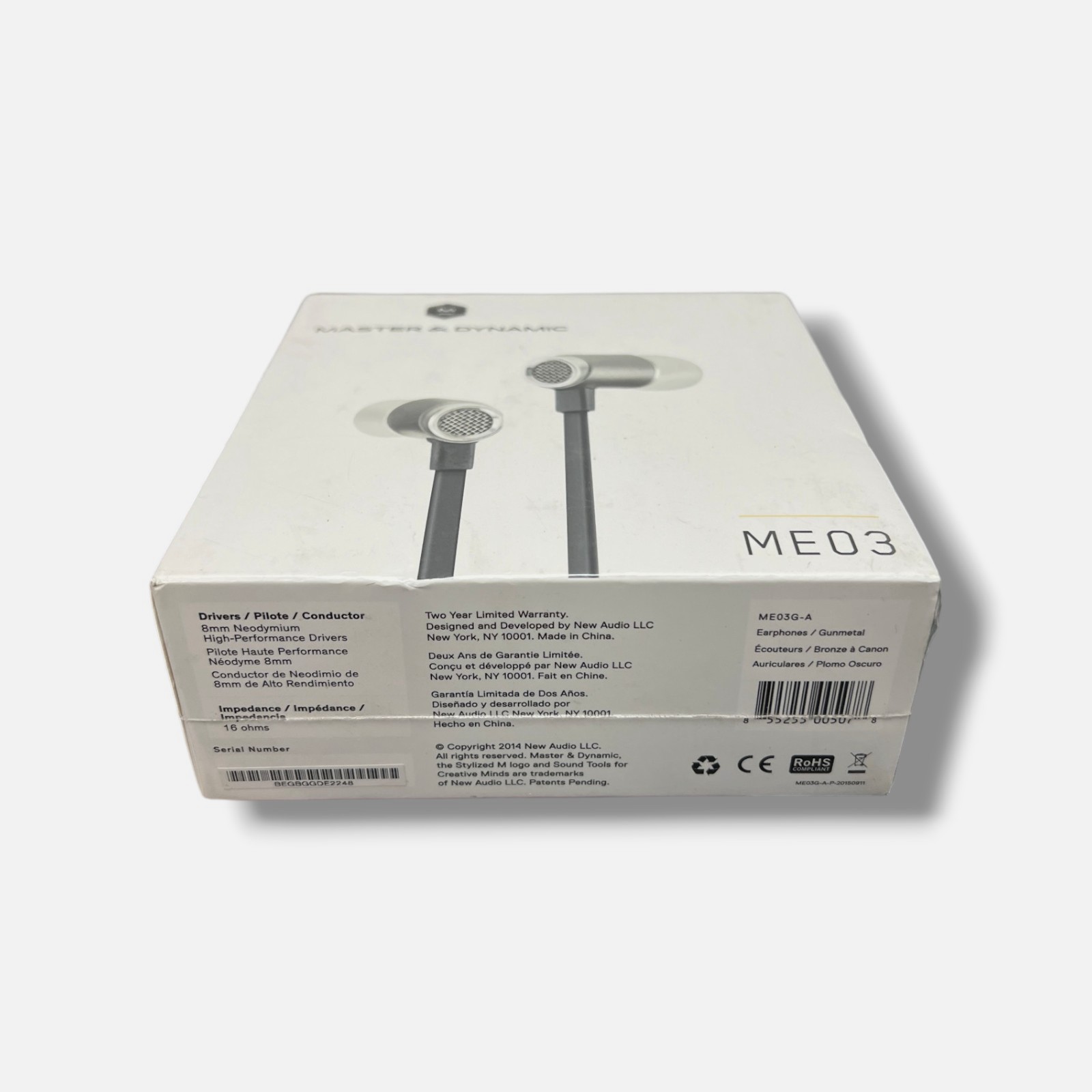 Master & Dynamic Gray ME03′ In-Ear Mic High Performance Earphones Headphones