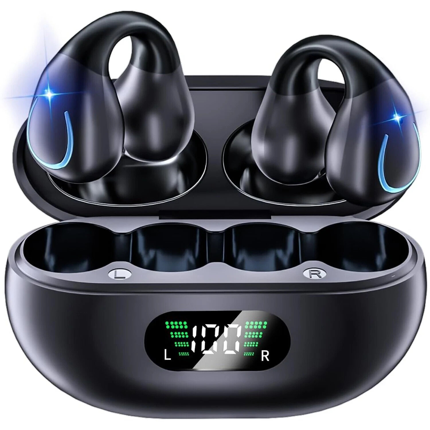 YYK-Q71 Wireless Earphones Bluetooth 5.3, Clip on Bone Conduction, IPX7, Black