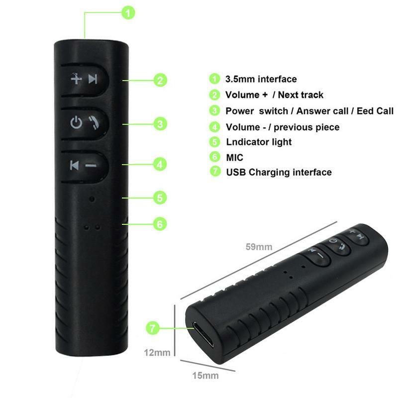 3.5mm RECEIVER BLUETOOTH KIT v4.1 FOR HEADPHONE earphone headset rechargeable