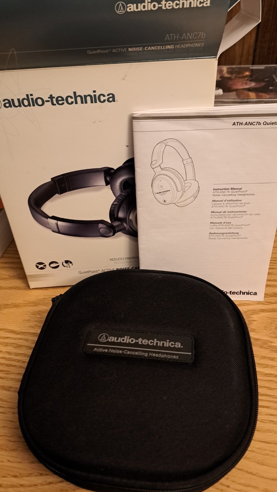 Audio-Technica ATH-ANC7B Noise Cancelling Headphones Original Box