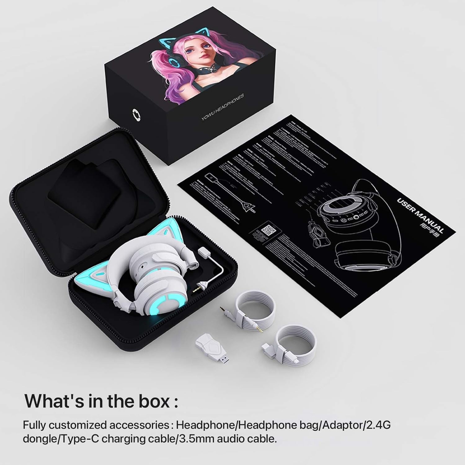 4GS Wireless Bluetooth Cat Ear Gaming Headphones – Compatible with All Consoles
