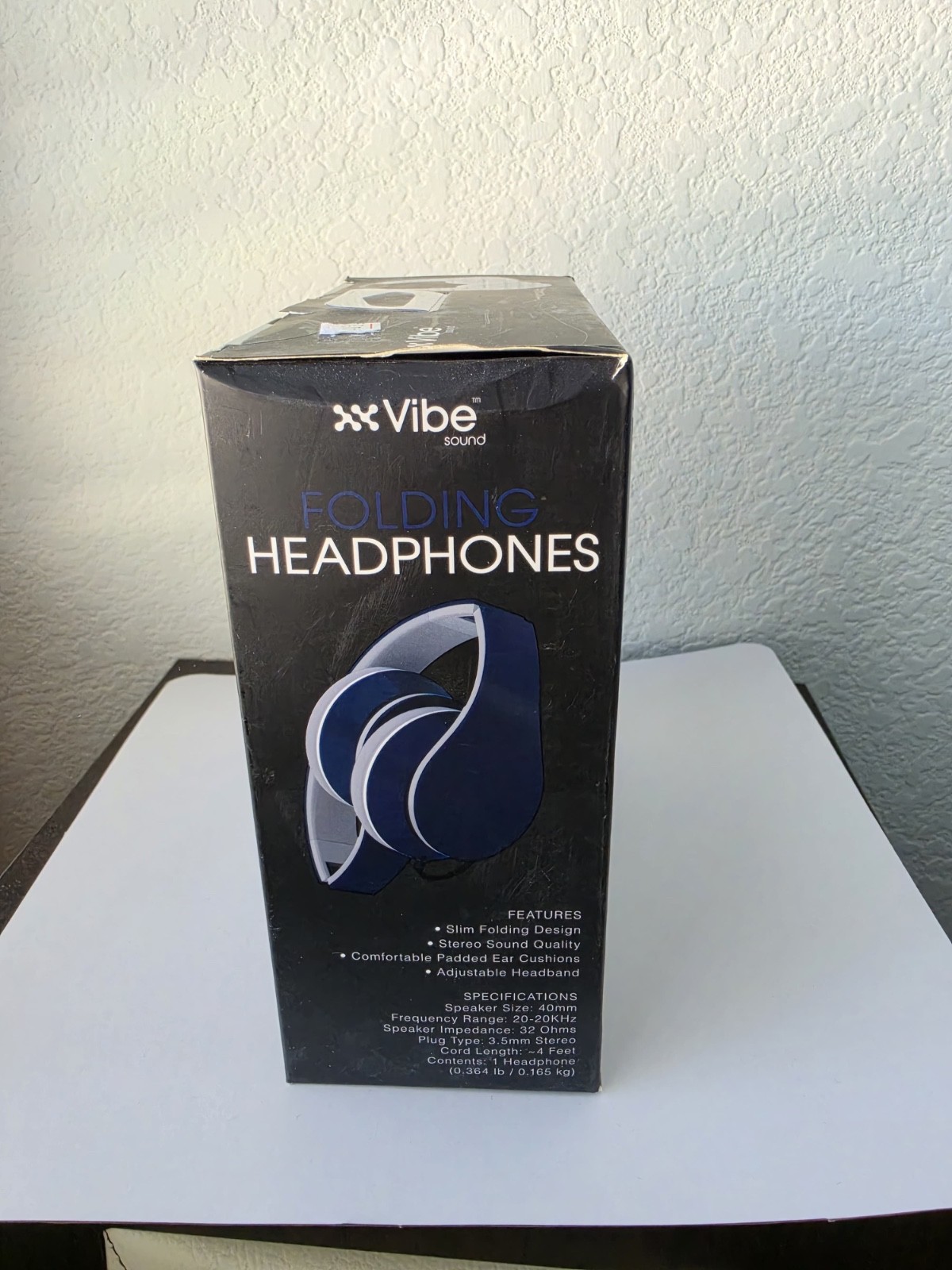 NEW IN BOX NAVY BLUE FOLDING HEADPHONES 3.5MM INPUT STEREO DRIVER DYNAMIC BASS
