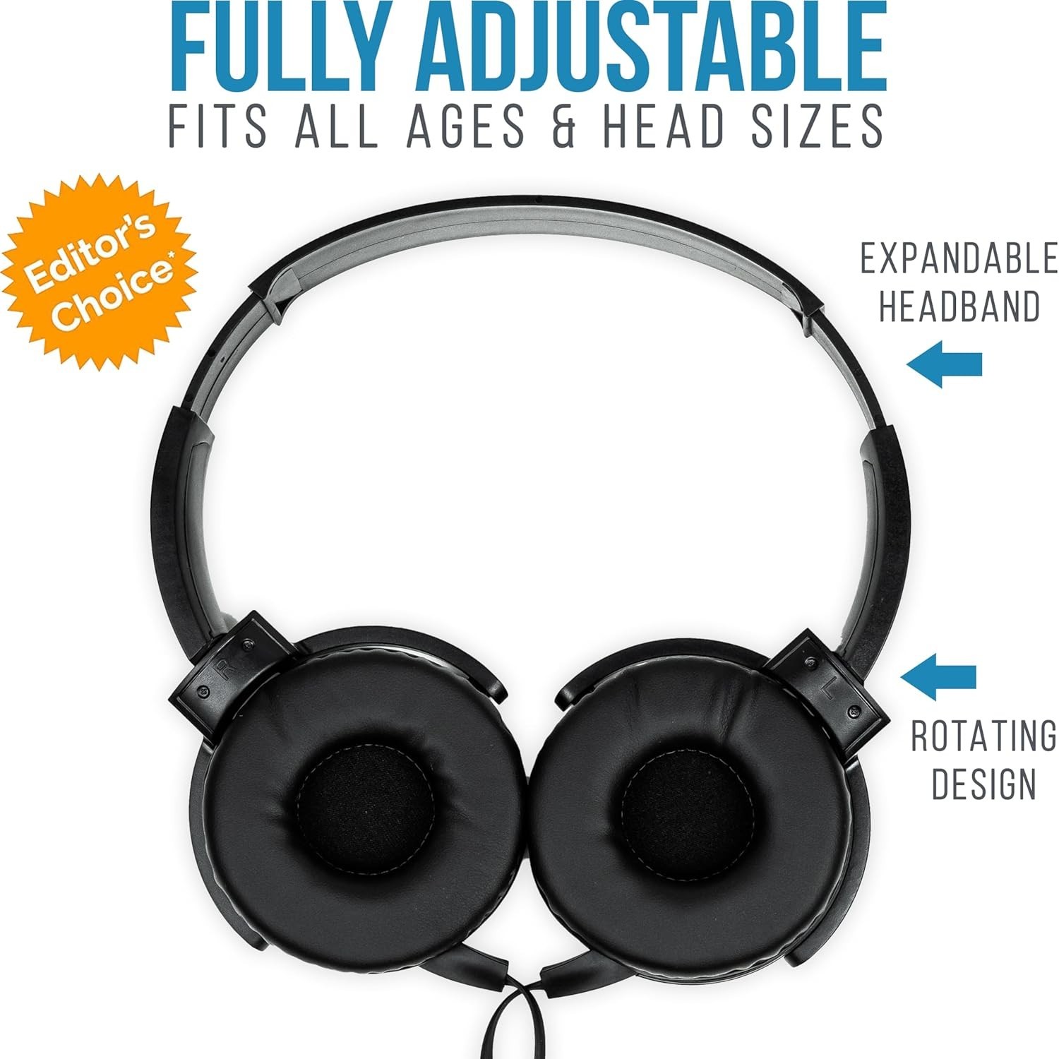 Barks Classroom Headphones w/ Mic – Sapphire, School Use, On-Ear Black Pack12