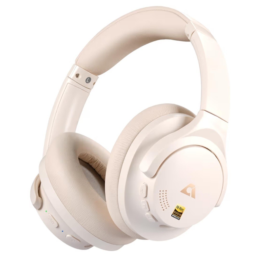 Hybrid Active Noise Cancelling Bluetooth Headphones 100H Ultra Playtime – Beige
