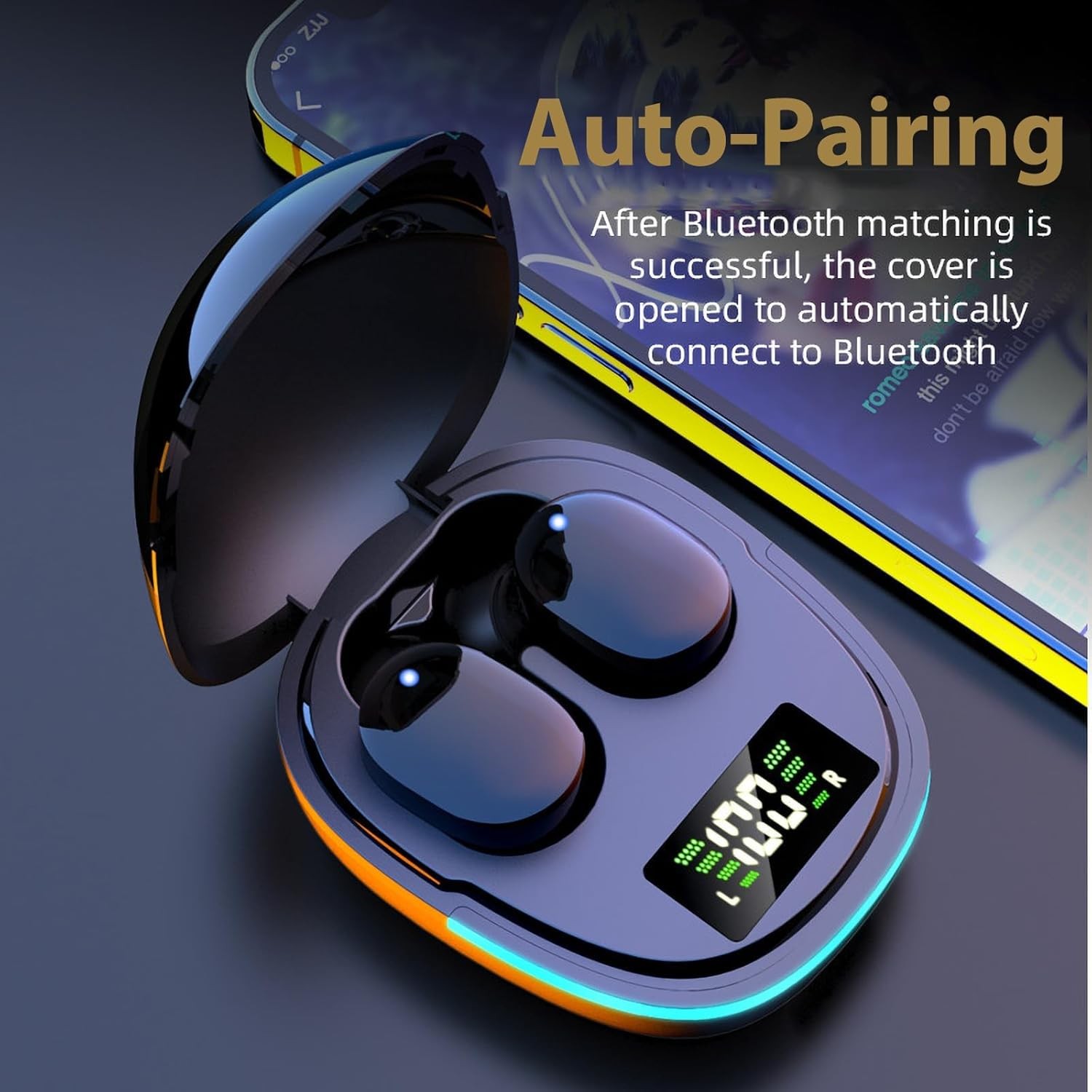 Bluetooth Earbuds with LED Display Touch Control TWS Headphones for iOS/Android
