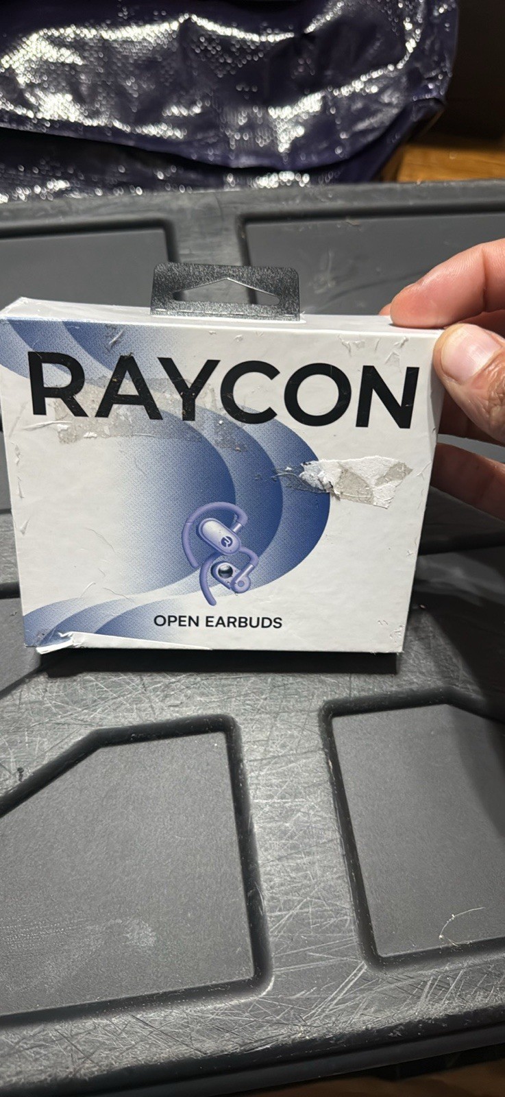 Raycon Open Earbuds Open-Ear Ear-Hook Bluetooth Multipoint Mic Purple