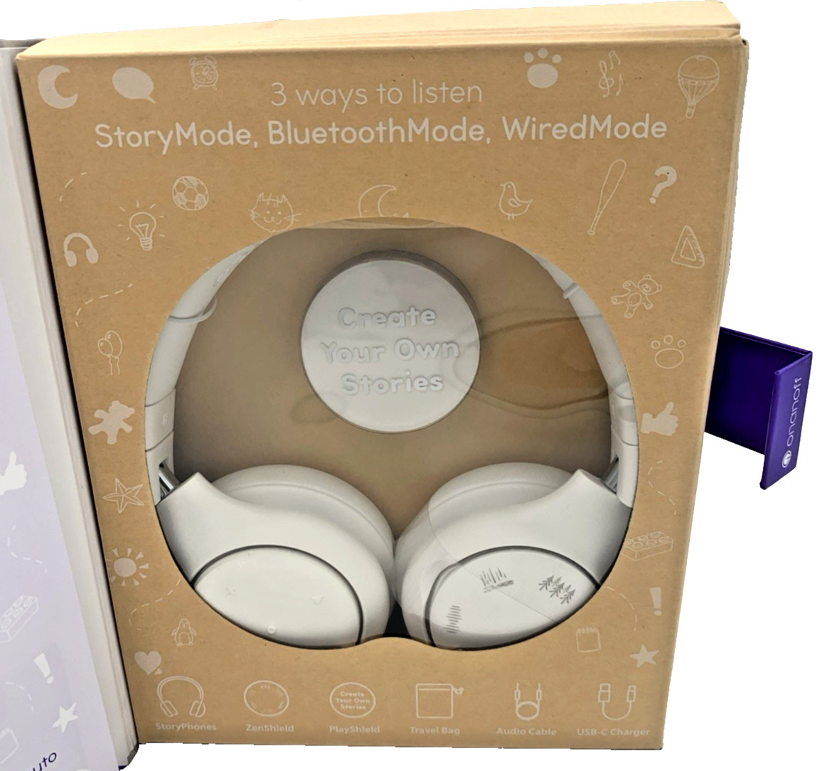 StoryPhones Kid’s Storytelling Headphones W/Bluetooth Wireless White New In Box