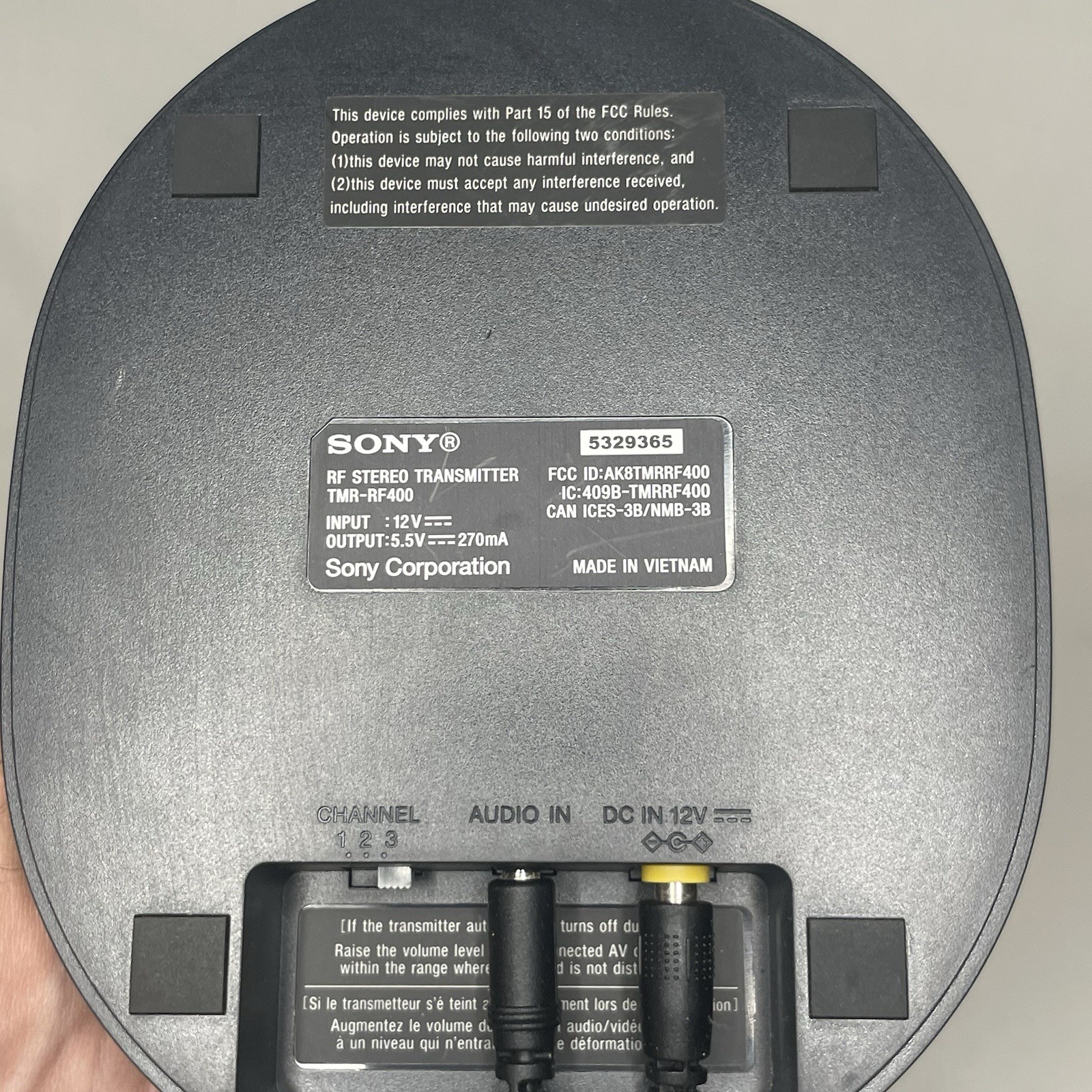 SONY TMR-RF400 Transmitter Base Only for Wireless Headphones WH-RF400 With Chord