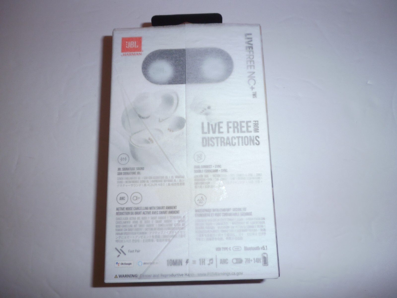 JBL Live Free NC+ tws True In Ear Headphones white Noise Cancelling sealed new